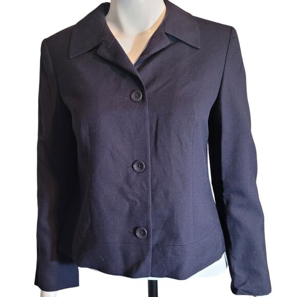 TALBOTS Black Wool Blazer Jacket 10P USA Made Classic Career Minimalist Quietlux - Picture 1 of 11
